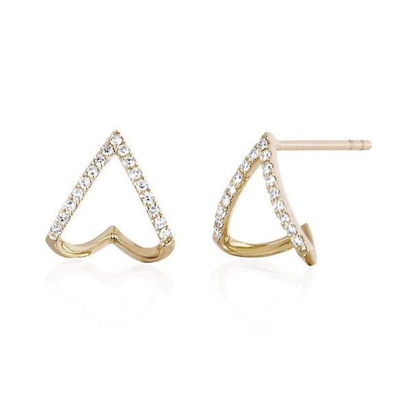 EF Collection Jewelry - EF Collection 14K Diamond Chevron Huggie Earrings